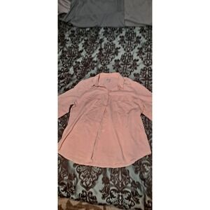 Chicos Shirt Womens 3 Pink Button Collar Long Sleeves Pockets